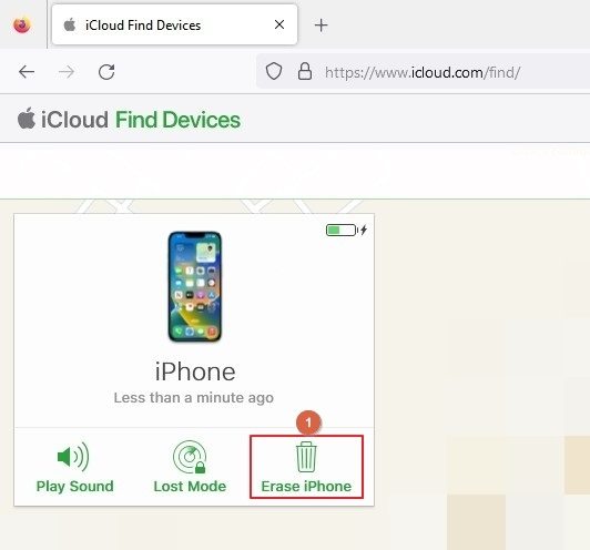 Erase iPhone on icloud com