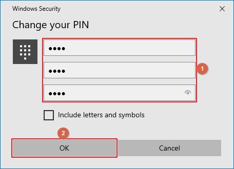 Change your PIN on Windows 10