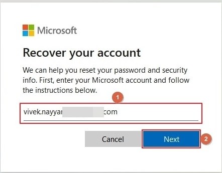 Recover your account on Microsoft