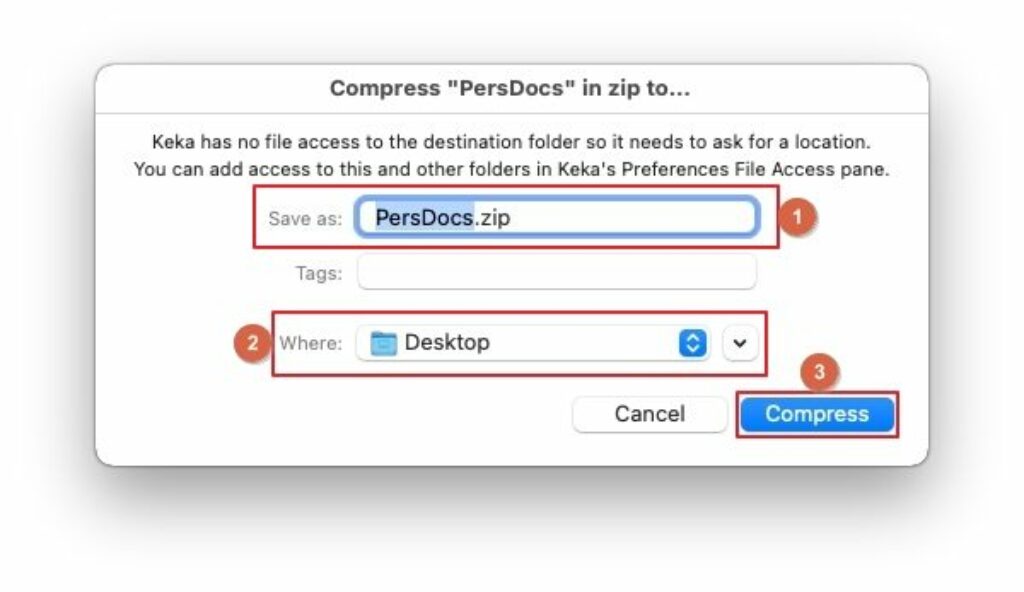 click compress to complete password protecting zip file